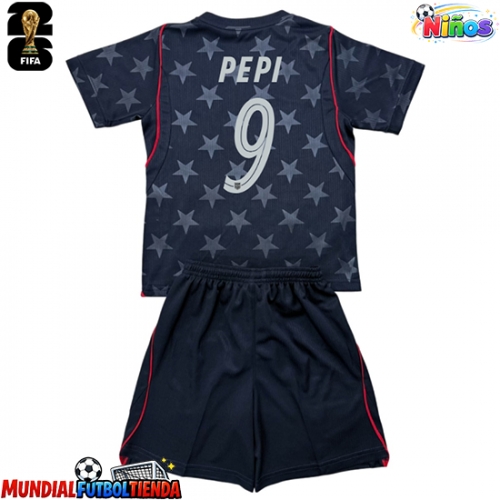 Camiseta Estados Unidos Ricardo Pepi #9 Segunda Equipación Replica Mundial 2026 para niños mangas cortas (+ Pantalones cortos)